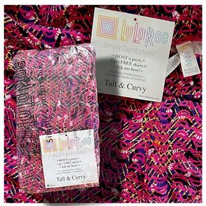 LuLaRoe Tall & Curvy Leggings – Vibrant Pink Abstract Geometric Print